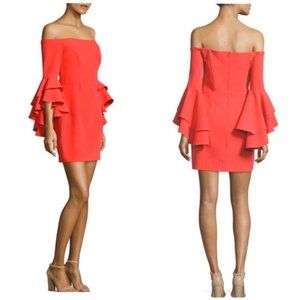 MILLY Selena Dress Bright Pink Bell Sleeve Size 6